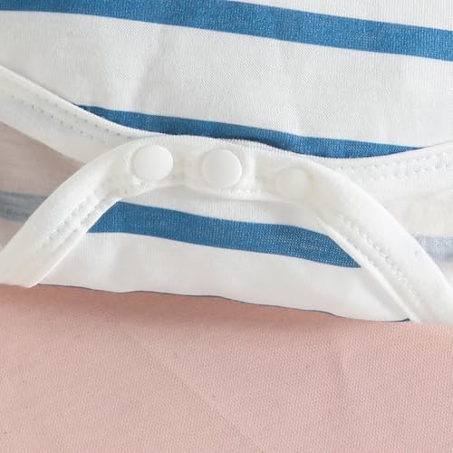 UUAISSO Baby Kleidung für Jungen Langärmelig Gestreiftes Oberteil Dinosaurier Aufdruck Overall Verstellbare Hosenträger Streifen blau 6-12 Monate