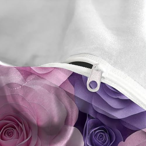 Housse de couette roses 3D infroissable avec zip pratique - 8