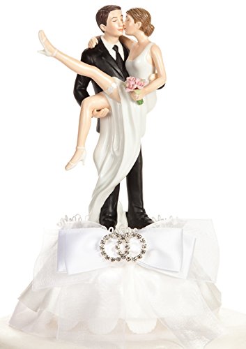 Funny Sexy Over the Threshold Rhinestone Rings Wedding Cake Topper