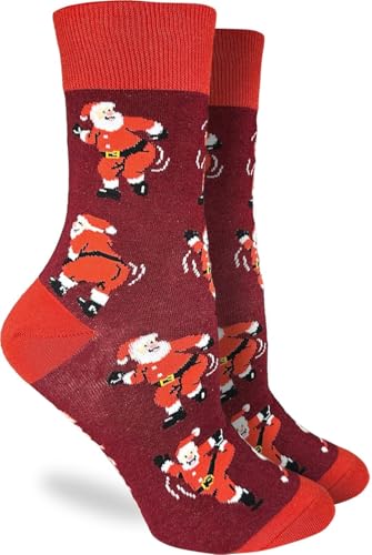 Good Luck Sock Womens Dancing Santas Socks Adult Shoe Size 5-9
