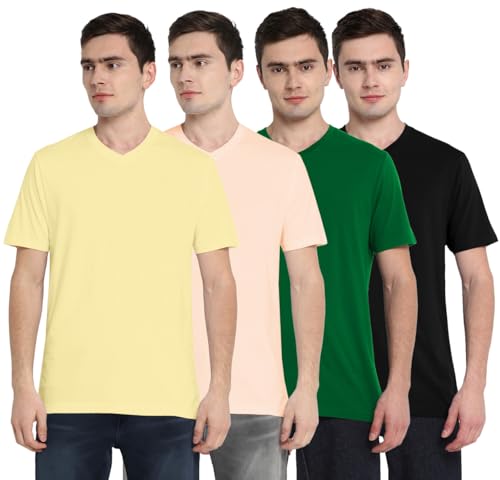 Image of Aventura Outfitters Men's V Neck 100% Cotton Regular Fit T-Shirt (Pack of 4)