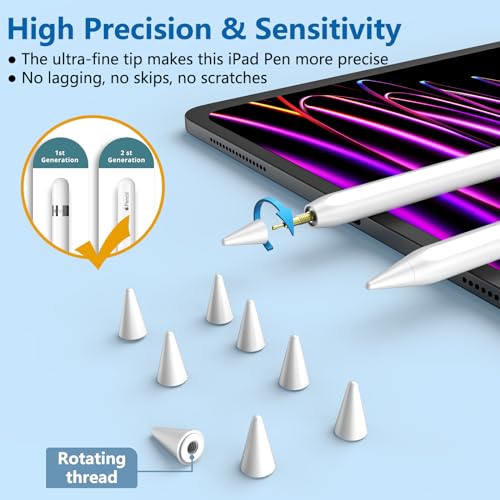 Image of 8 Pack Apple Pencil Tips, Replacement Tips Only Compatible with Our KARFUN Pencil, iPencil Nib for iPad Pencil 2018-2023, iPad 10 /9 /8 /7 /6 Gen, iPad Pro 11 /12.9, iPad Air 5 /4 /3, iPad mini 6 /5 Gen