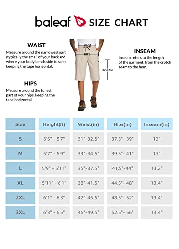 BALEAF Short masculino longo de 33 cm abaixo do joelho, leve, de secagem rápida, para caminhadas, co