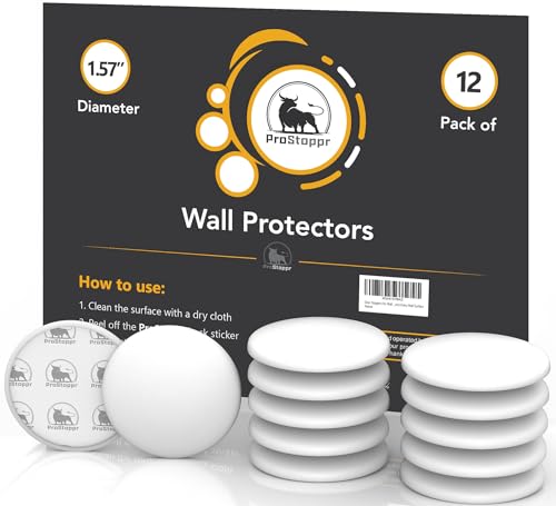 Image of ProStoppr Door Stoppers - Small 1.57 inch (12 Pack) - Strong Adhesive Backing | Quiet & Shock Absorbing Silicone Door Stoppers for Walls - Door Knob Wall Protector - Door Stop Bumper - Prevent Wall Damage