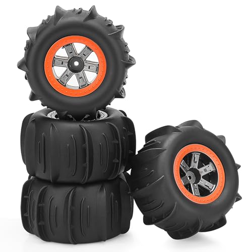 1/10 RC Paddle Tires Wheels, daitoku RC Truck Ties and Wheels for 9125 X07 X08 X17 9155 9156 9201E 9205E 9206E 200E 201E RZ001G-A 104009