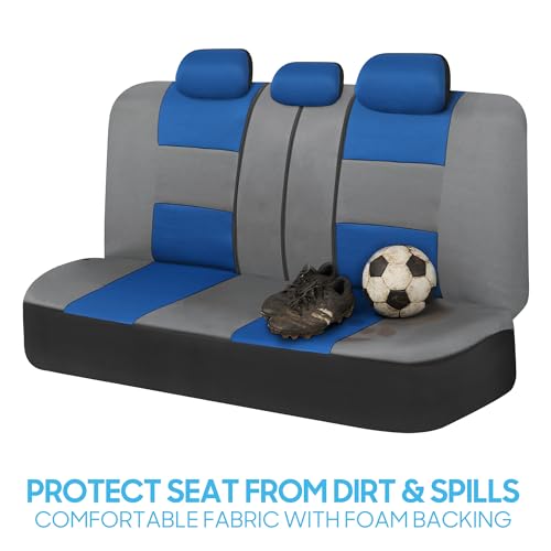 Image of BDK PolyPro Car Seat Covers Full Set in Blue & Gray - Front and Rear Split Bench Seat Covers for Cars, Easy to Install Car Seat Cover Set, Car Accessories for Auto Trucks Van SUV