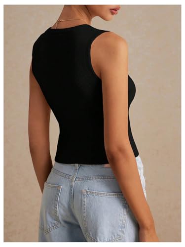 Image of GORGLITTER Women's Knit Top V Neck Sleeveless Button Down Sweater Vest