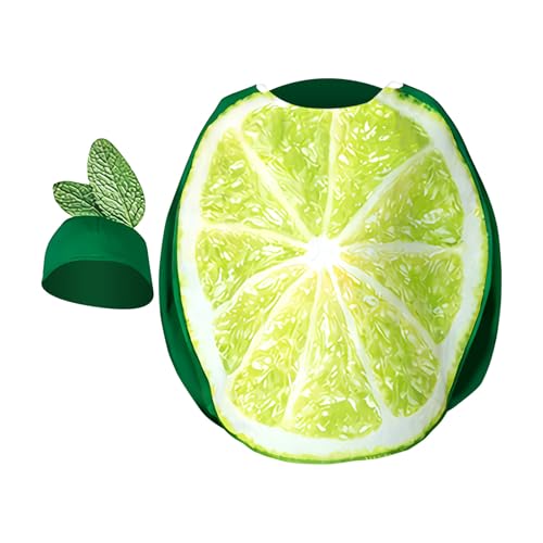 Costume De Tranche De Fruit Pour Adulte Avec Chapeau – Combinaison À Enfiler Amusante Sur Le Thème Du Citron Vert – Tenue Légère Et Confortable Pour...