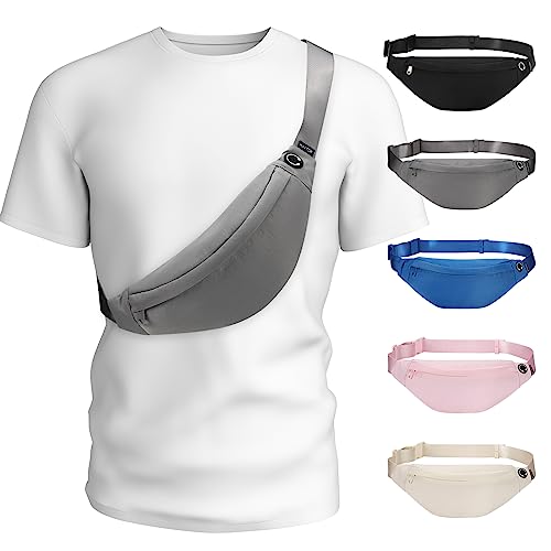 Small Fanny Packs for Women Men Cute Grey Belt Bag Waist Pack Cross Body Bag with 3-Zipper Pockets Adjustable Straps Gym Yoga Gear Accessories Small Fanny Packs for Women Men Cute Grey Belt Bag Waist Pack Cross Body Bag with 3-Zipper Pockets Adjustable Straps Gym Yoga Gear Accessories