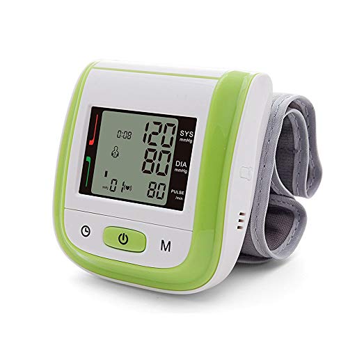 Huapa Tensiómetro de Muñeca, Totalmente Automático Tensiometro Muñeca, Esfigmomanómetro Digital Automático con Pantalla Almacenar 99 Conjuntos de Resultados (Verde)