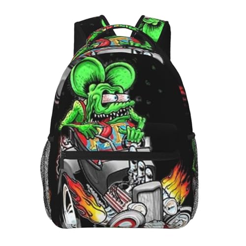 R-at Fink lightweight casual student backpack with adjustable shoulder straps and cushioned back for comfort Black