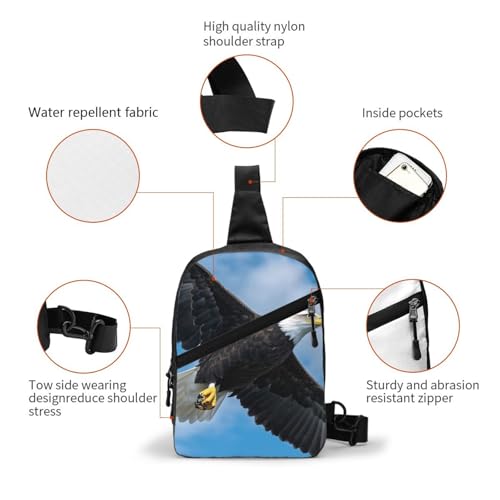 American Bald Eagle Print Men's and Women's Foldable Crossbody Bag,Sports Crossbody Bags,and Daily Chest Bags3