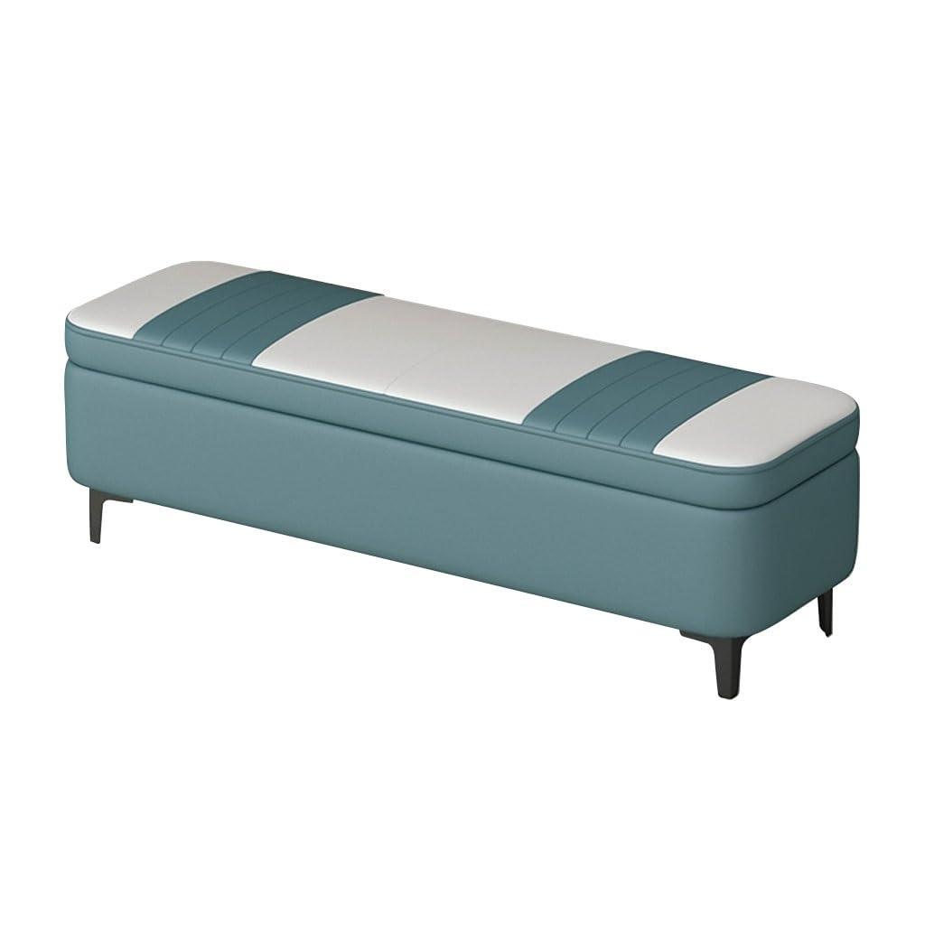 Nowoczesna ławka do przechowywania z amortyzowanym siedziskiem wejściowym i schowkiem na buty Tapicerowana ławka na łóżko Peacock Green 120 cm - stylowe i funkcjonalne meble