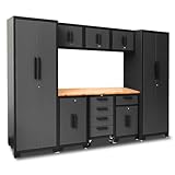 Torin System 9-Pcs Workshop Set, Included Steel Drawers Rolling Chest,Locked Storage Cabinet, Perfect for Organizing Garage and Tools, Black/Grey