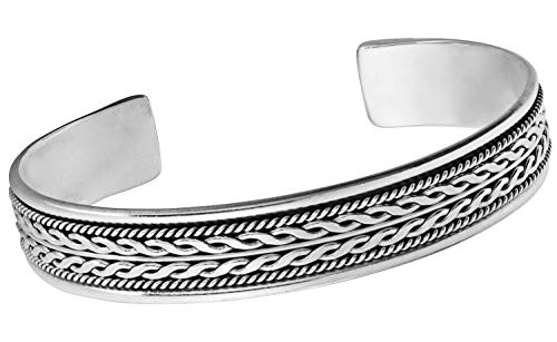 Preisvergleich Produktbild TreasureBay Armreif, massives 925er Sterlingsilber, geflochtene Details