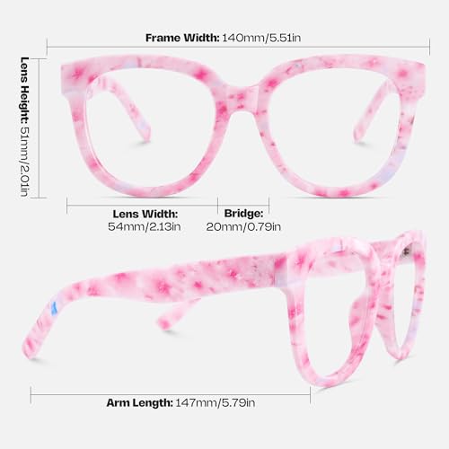 Image of Zeelool Oversized Square Glasses Frames for Women Fashion Pink Eyeglasses with Clear Lens Trendy Full Rim Designer Eyewear JGP049594-12