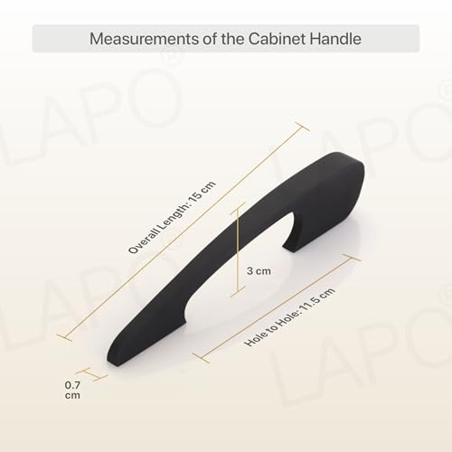 Image of LAPO 6 Inch Cabinet Handles Set for Kitchen Drawers, Storage Cupboard and Wardrobe, Firm Grip Pattern, Corrosion Resistant, Hole to Hole Size 11.5 cm, Simple Installation (Black, Pack of 4)