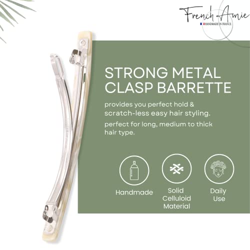 French Amie Grampo de cabelo longo e fino de 10 cm feito à mão de celuloide para meninas Presilhas d