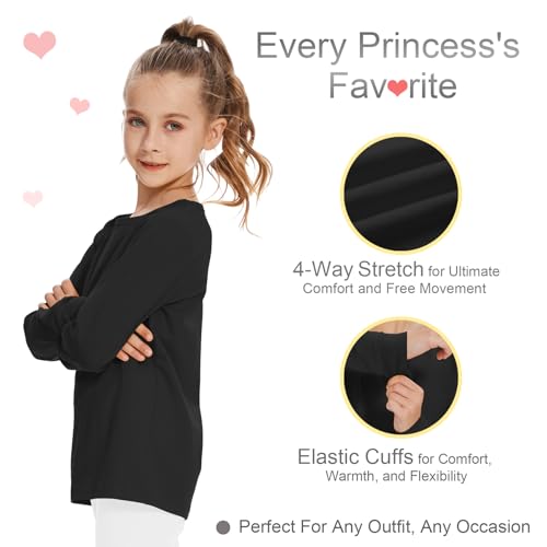 Image of 3T 4T 5T to 12 Years Girls Long Sleeve Shirts Kids Cotton T-Shirt Toddler Basic Crew Neck Top