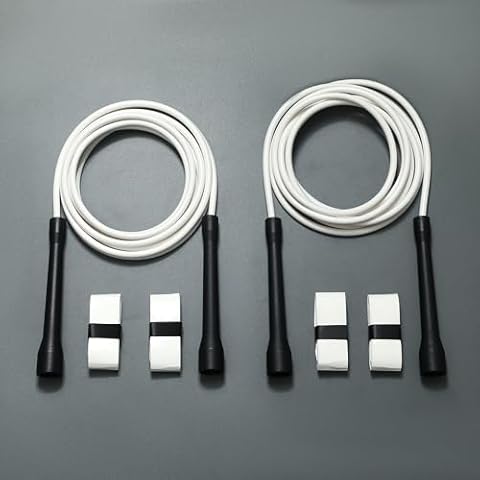 IDOU | White PVC Jump Ropes for Fitness 5MM | Indoor/Outdoor Adjustable Speed Jump Rope w/Unbreakable ABS Handles | Skipping Rope for Men & Women & Boxing Jump Rope Cover