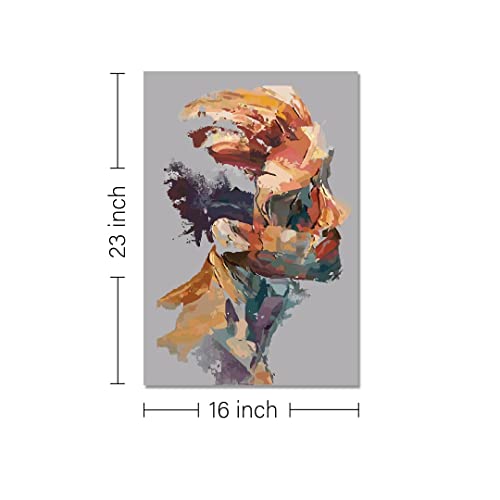 Image of RANGOLI 100% Cotton Stretched Canvas Painting 400 GSM, Framed Man Canvas Abstract Wall Art for Living Room, 3D Paintings for Wall Decor (16 x 23 Inch With Frame)