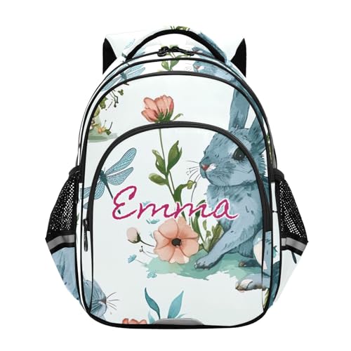 Sac à dos enfants personnalisé bleu avec lapins pour l'école et sorties