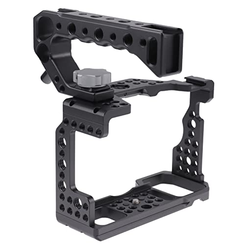 Image of Hersmay A7III Cage with Top Handle, A9 Camera Cage for Sony A7III / A7RIII /A9 /A7II Mirrorless Camera, Multiple 1 /4 inch 3 /8 inch Screw Holes for Vlogging Video Shooting Filmmaking Rig