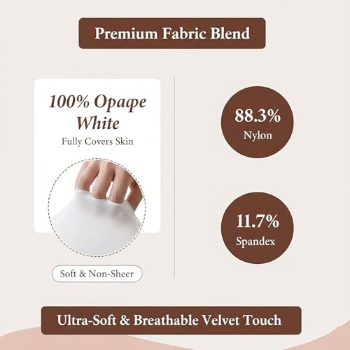 Image of Women's White Thigh High Socks - Opaque Over the Knee High Stockings with Anti-Slip Silicone Band, Soft Velvet Elastic Long Socks for Lolita, Cosplay & Daily Wear