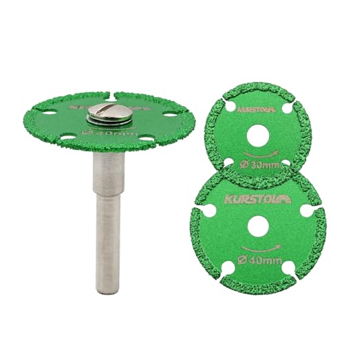 Diamond Metal Cut-off Wheel - 30/40/50mm Steel Cutting Wheel with a 1/4"(6mm) Round Shaft, Diamond Blade Cutting Disc for Iron Pipe Iron Sheet Bolt Screw