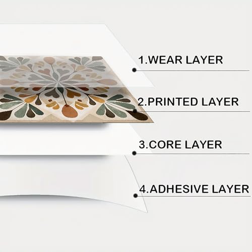 Image of Nuxovilar Peel and Stick Floor Tile,Peel and Stick Vinyl Floor Tiles | 12x12 Inch Retro Geometric Floral Pattern, Self-Adhesive Flooring (10 Pcs)