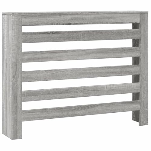 vidaXL Cubierta de radiador Madera ingeniería Gris Sonoma 104x20x82 cm, Tapa de radiador, Cubierta Alta del radiador, Tapa de la válvula del radiador
