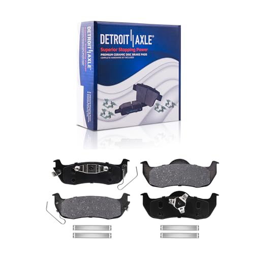 Image of Detroit Axle - Rear Drilled Slotted Rotors Ceramic Brake Pads w /Hardware | Brake Cleaner & Fluid Replacement for 2006-2010 Jepp Commander