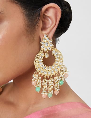 Image of Rubans Chandbali Earrings Gold Plated Kundan Jewellery Gift for Women & Girls