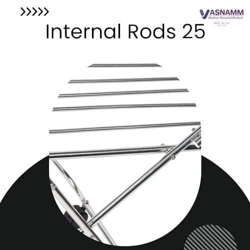 Image of Vasnamm Butterfly 25 Rods Stainless Steel Cloth Drying Stand - Compact Design, Easy Movement on Tyres, Sturdy Design (25 RODS)