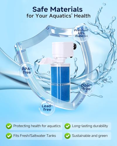 Image of 4-IN-1 Aquarium Power Filter - Mutil Stage Filtration, Adjustable Oxygenation /Wavemaker, Whisper-Quiet Submersible Fish Tank Filter & Water Circulation System for 20-100 Gal Fresh /Salt Tank