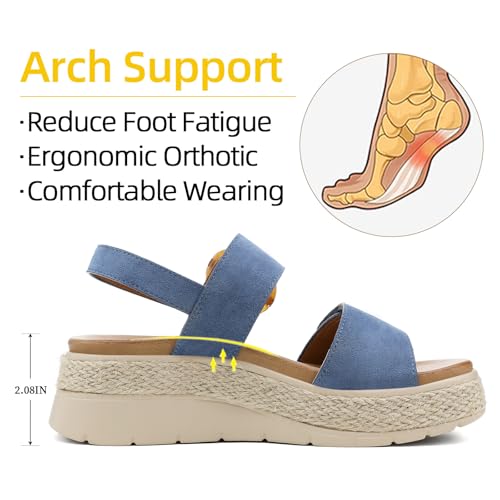 Image of UBFEN Womens Espadrille Platform Sandals Low Wedge Orthopedic Arch Support | Cushion Insole, Comfortable Dressy Buckle Sandals for Walking and Vacation, Low Heel, Adjustable Strap
