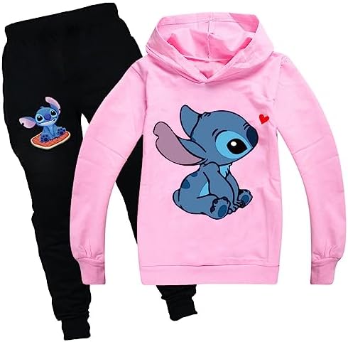 Kids Stit-chs Hoodies Casual Tracksuit Sets Cartoon Sweatshirt and pant Jogging Suits for Girls Boys