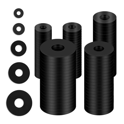 100 pezzi di set di rondelle in gomma, 5 misure di rondelle in gomma, rondelle in gomma M5 M6 M8 M10, guarnizioni piane nere per rubinetto, testa doccia, tubo
