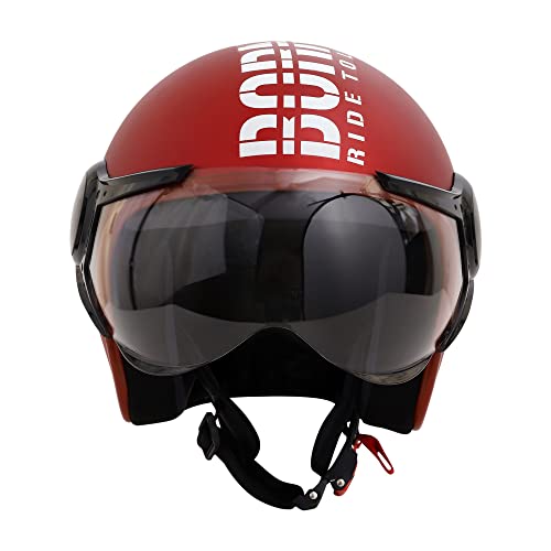 Image of ASCONE Polycarbonate Thump Open Face Helmet, ISI: 4151 Certified Two Wheeler Helmet, Matte Finish with Clear Visor