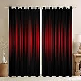 Red and Black Ombre Window Curtains Geometric Abstract Ombre Darkening Drapes Red and Black Striped 30%-50% Blackout Curtains Kids Boys Girls Geometry Stripes Window Treatments, 2 Panels 52 x 84 Inch