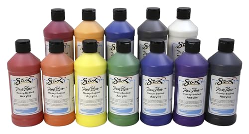 Sax True Flow Heavy Body Acrylic Paint Set, Pints, Assorted Colors, Set Of 12 - 439304