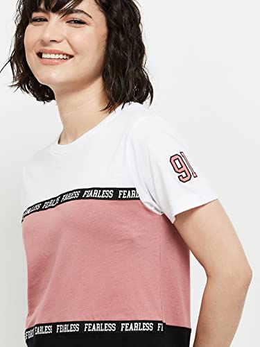 Image of Max Women's Colourblock Round Neck Regular Fit T-Shirt