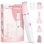Rasoio Elettrico Donna Parti Intime: 4 in 1 Indolore Depilatore Corpo Donna per Viso, Corpo, Sopracciglia, Gambe e Ascelle, Uso Bagnato e Asciutto, Senza Filo, USB-C Ricaricabile con Borsa, Regalo