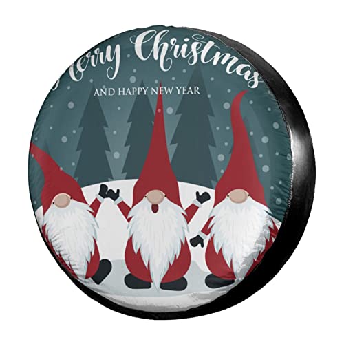 Image of Delerain Christmas Gnomes Spare Tire Covers Waterproof Dust-Proof Spare Wheel Cover Universal Fit for Trailer, RV, SUV, Truck and Many Vehicle (17 Inch for Diameter 31 inch-33 inch)