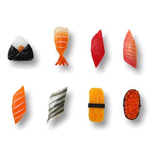 Wasise Calamite da frigorifero – 8 graziosi magneti per frigorifero, magneti 3D in resina alimentare, per sushi go party, decorazione estetica, magneti in resina a tema alimentare giapponese, per