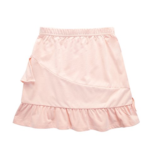 Unacoo 2 Packs Cotton Tiered Ruffle Skirt With Elastic Waistband For Girls(Not Built-In Shorts)(Black/White Stripe+Pink, M(7-8 Years)) #TOP2