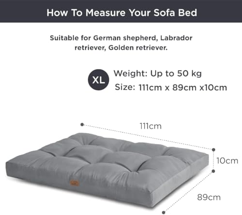 BEDSURE Hundekissen große Hunde waschbar - 111x89cm hundematratze XXL für große, mittelgroße Hunde Outdoor gepolstert Hundematte grau in 10cm Höhe, groß XL Hundebett für Haustiere