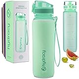 Hydracy Botella de Agua 500 ml con Marcador de Tiempo - Sin BPA con Filtro de Infusión de Frutas - Antigoteo y sin Sudor - Ideal para el Ejercicio y los Deportes al Aire Libre - Primavera Verde