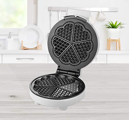 Waffeleisen mit Antihaftbeschichtung 5 fach Herzform 1000 Watt und wärmeisolierter Griff Waffelautomat weiss