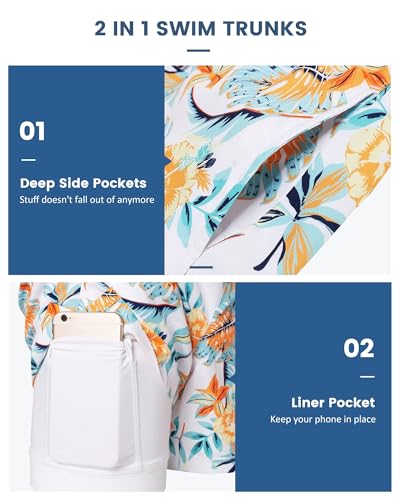 Image of maamgic Mens 5 Inch Stretch Swimming Shorts Compression Liner Swim Trunks Swimwear Bathing Suits Beach Wear Swim Suits